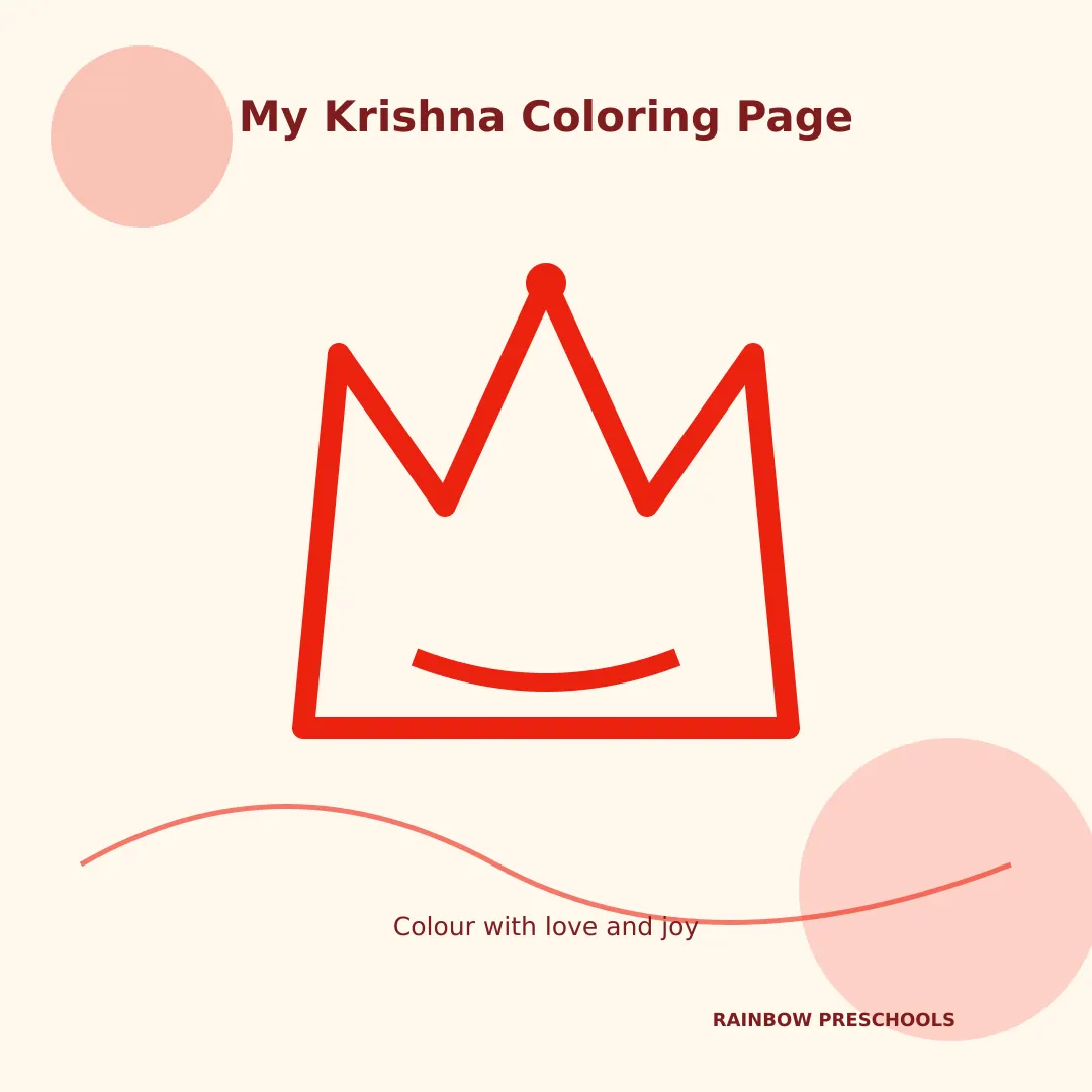Janmashtami 2026 Krishna colouring page — free download from Rainbow Preschools