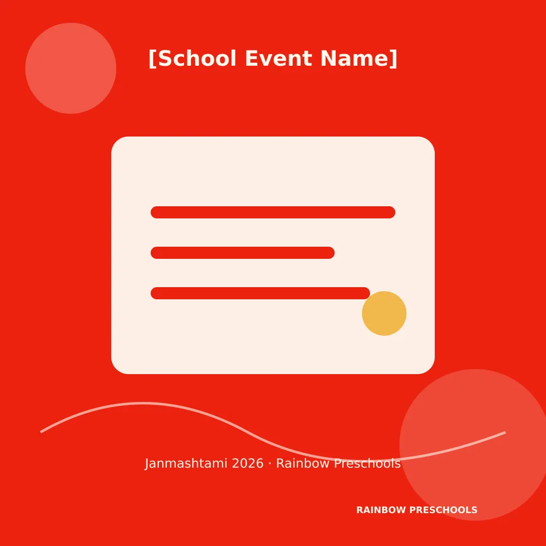 Janmashtami 2026 Rainbow Preschools event template — free download from Rainbow Preschools