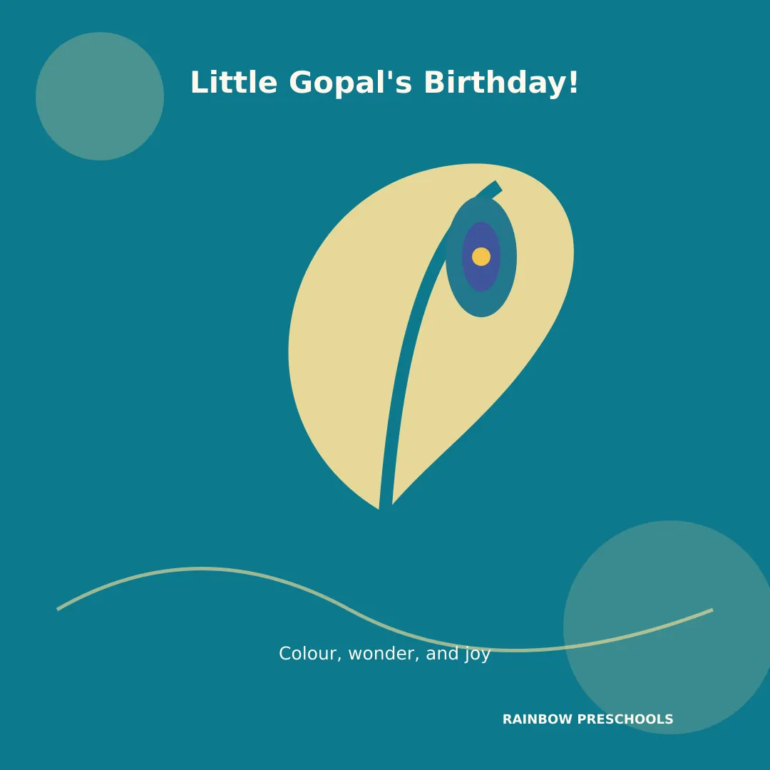 Janmashtami 2026 peacock feather doodle pattern — free download from Rainbow Preschools