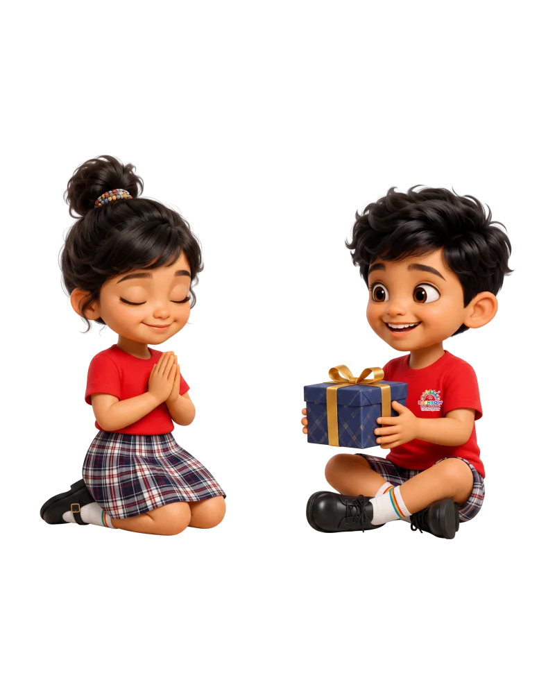 Children sharing a festive gift together