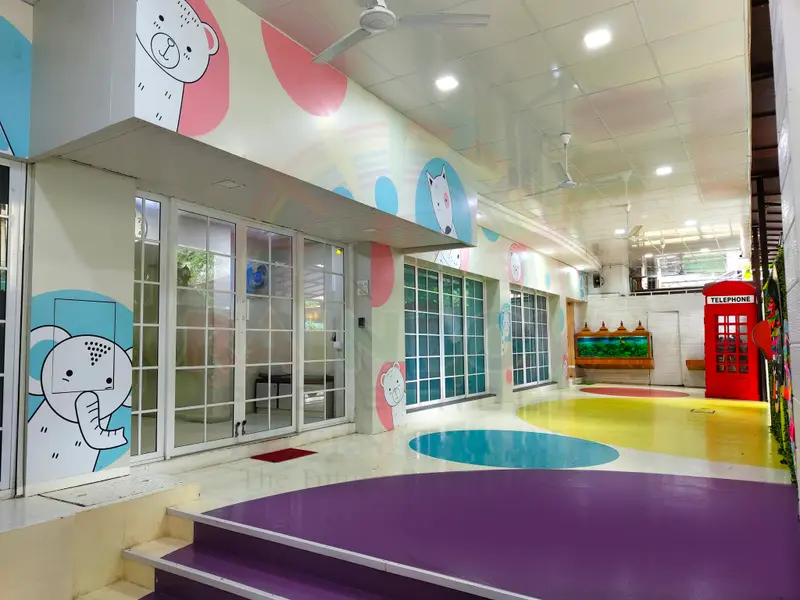 Welcoming entrance area at Rainbow Preschool Thane — safe drop-off zone